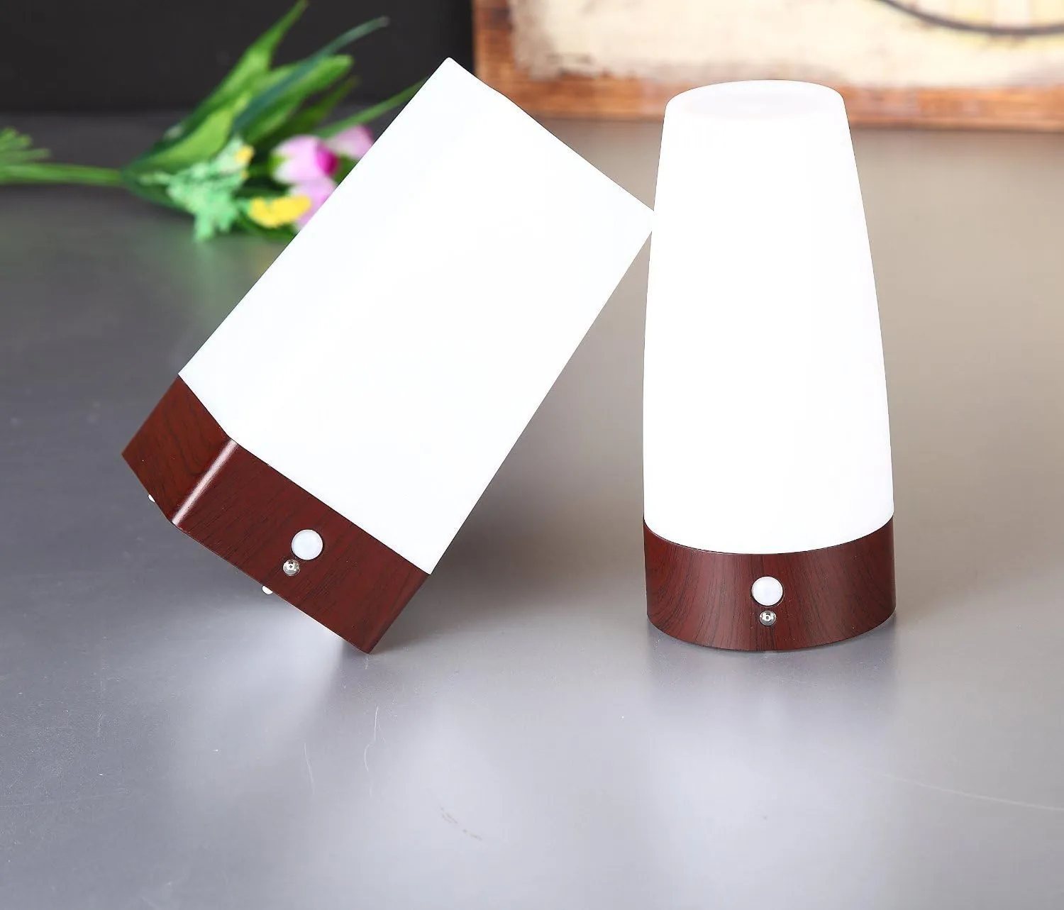 ZEEFO Motion Sensor LED Night Light 3 Modes Battery Powered LED Table Lamp,Sensitive Lights Stairway Bedroom/Bathroom Hallway Emergency Camping Lamp for Kids Nursery Child House(Square Shape)