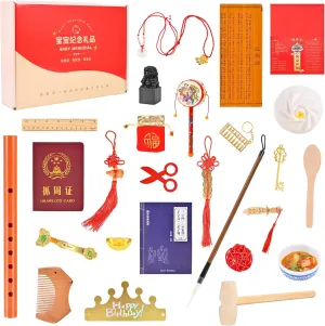 Zhuazhou Set 26 Pieces Collection Baby's First Birthday Kit Zhuazhou Party Decorations Doljabi Set for Baby's 1st Birthday Ceremony Chinese/Korean Celebration Doljanchi Gift