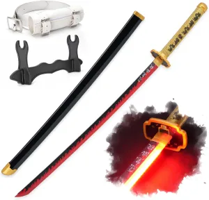 Zisu Light Up Demon Katana Sword - 40-Inch Katana with Rechargeable Battery - Full Kit with Sword Stand and Belt