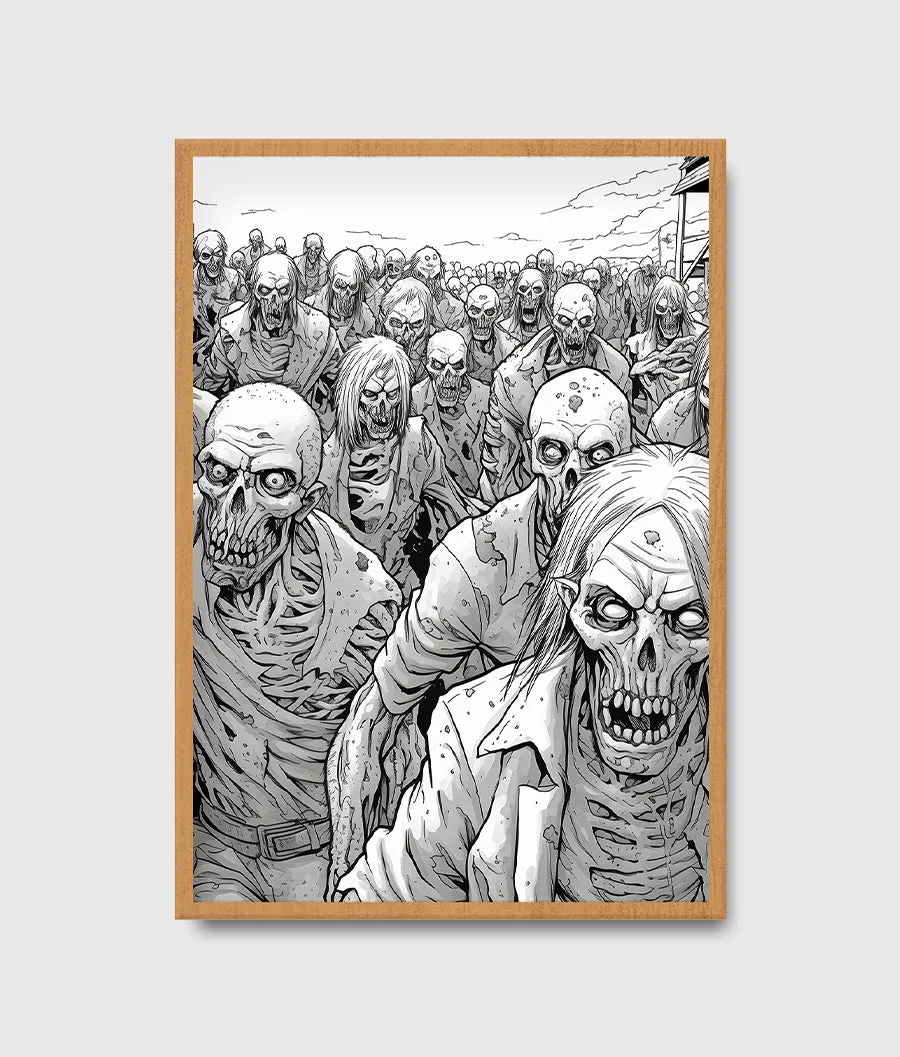 Zombie apocalypse survivors battling hordes of undead