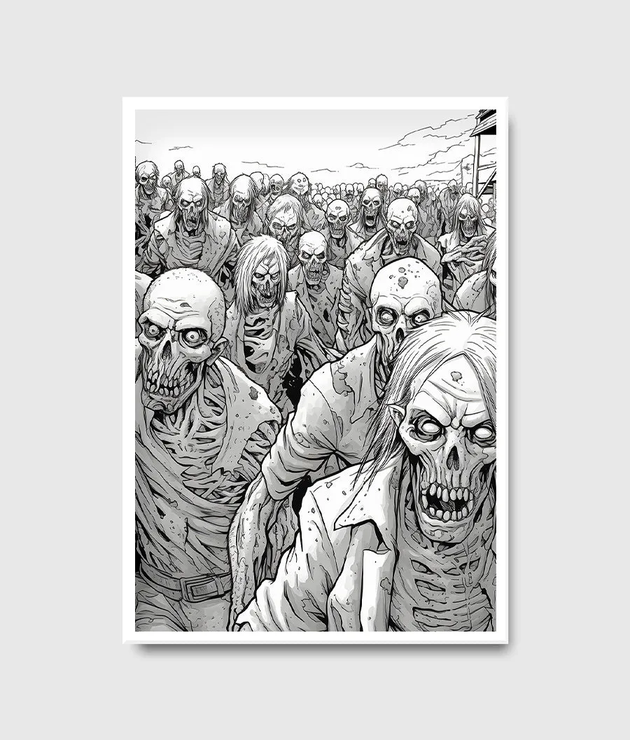 Zombie apocalypse survivors battling hordes of undead