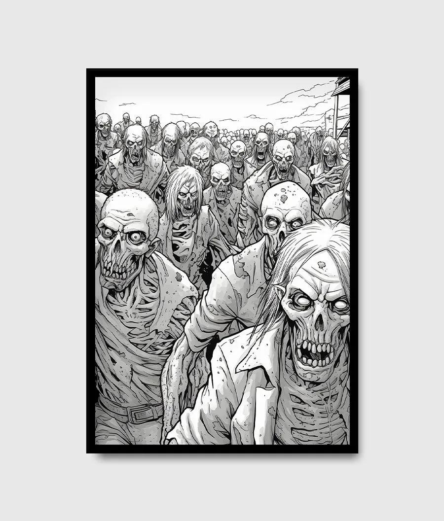 Zombie apocalypse survivors battling hordes of undead