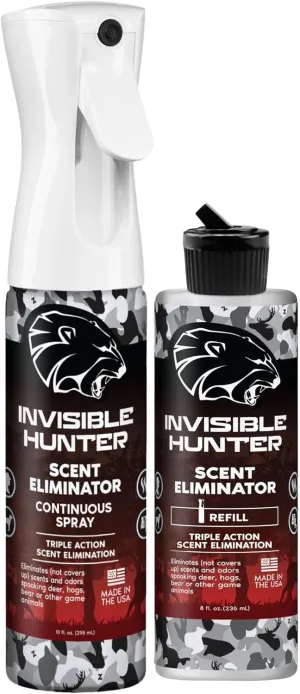 Zone Protects Scent Eliminator - 10oz Continuous Spray   8oz Refill, Triple Action Odor Elimination, Be Invisible in The Woods!