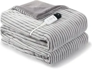 ZonLi Heated Weighted Blanket 20lbs, 60"x80" Queen Size, Weighted Electric Blanket for Adults, Heavy Blanket Fast Heating with 10 Levels, 9H Timer Setting, Soft Warm Flannel Washable with Glass Beads